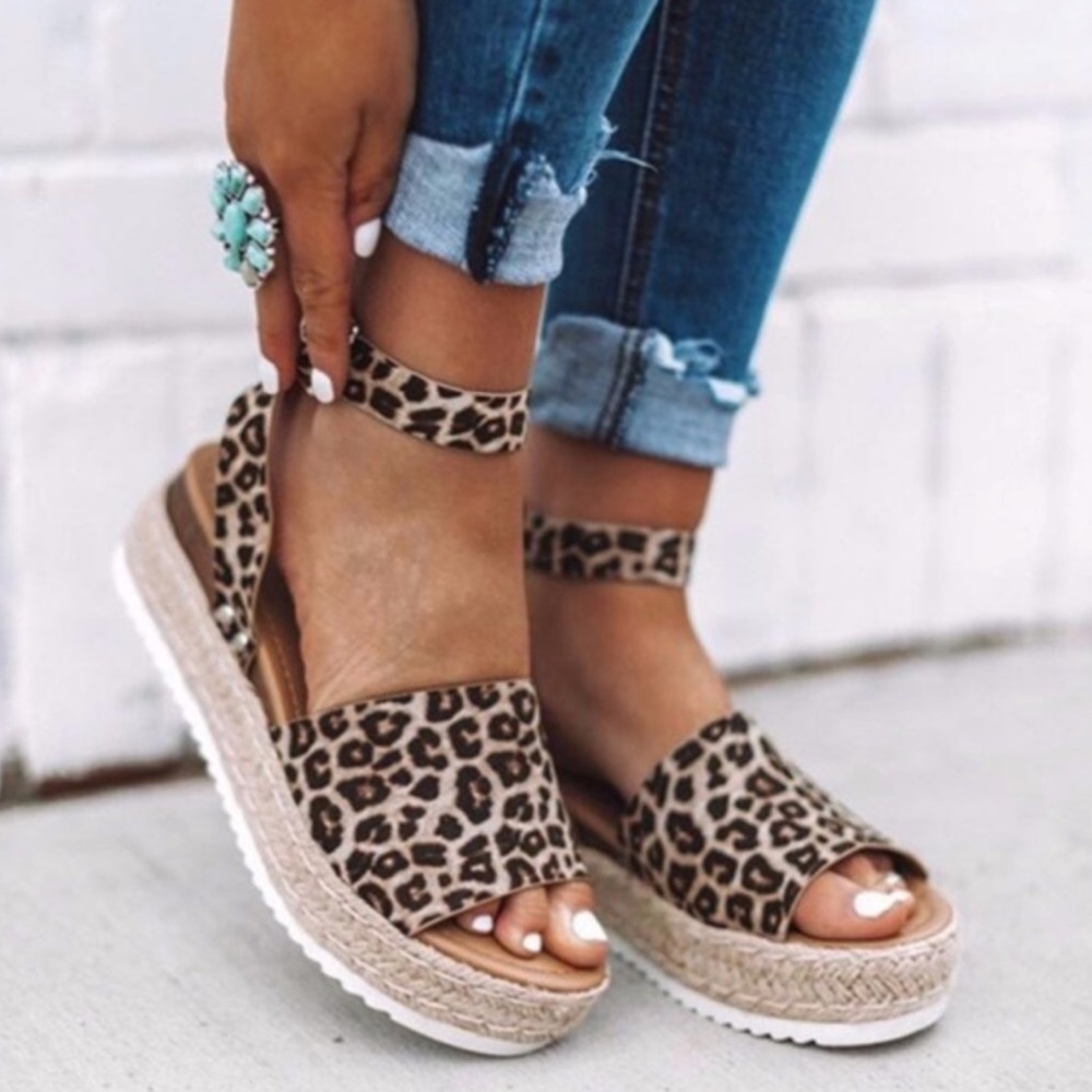 Leopard Print Flat Wedge